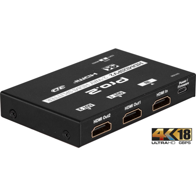HDMI2SPV2 18GBPS 2 WAY 1-IN 2-OUT SLIM HDMI2.0 SPLITTER