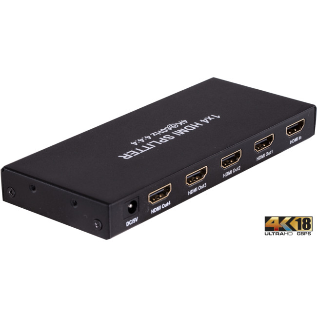 HDMI4SPV2 18GBPS 4 WAY 1-IN 4-OUT SLIM HDMI2.0 SPLITTER