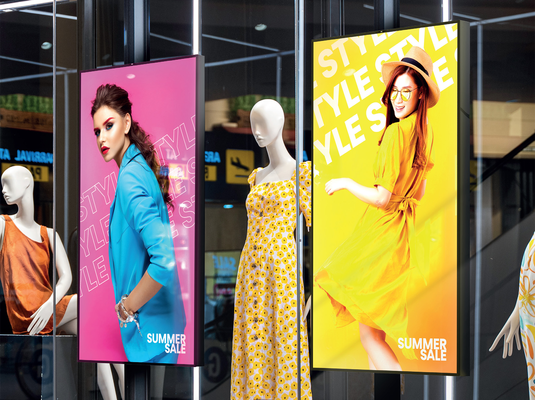 Hisense high brightness window-facing display in a retail shopfront