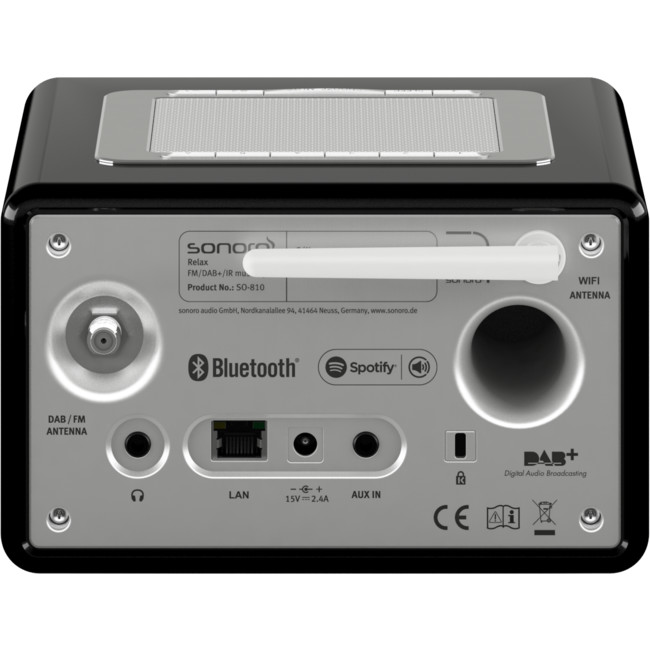 SONORO RELAX-BLK FM/DAB+ -INTERNET RADIO- WIFI BLUETOOTH -ALARM CLOCK -  BLACK - Radio Parts